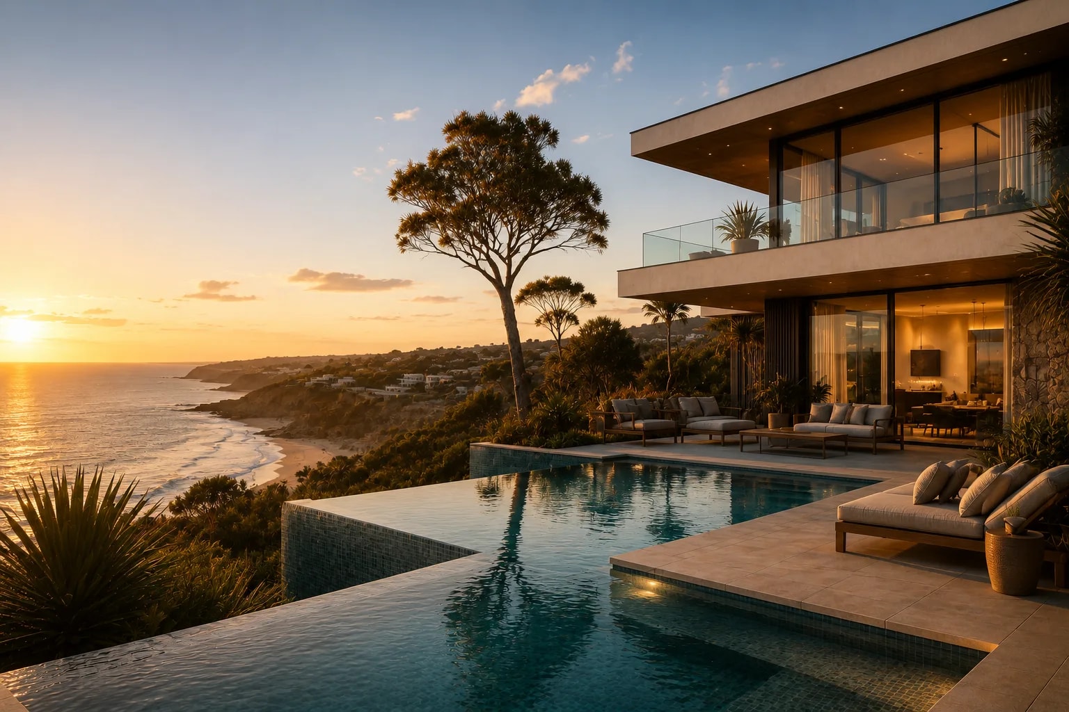 A modern villa overlooking the Dubai skyline